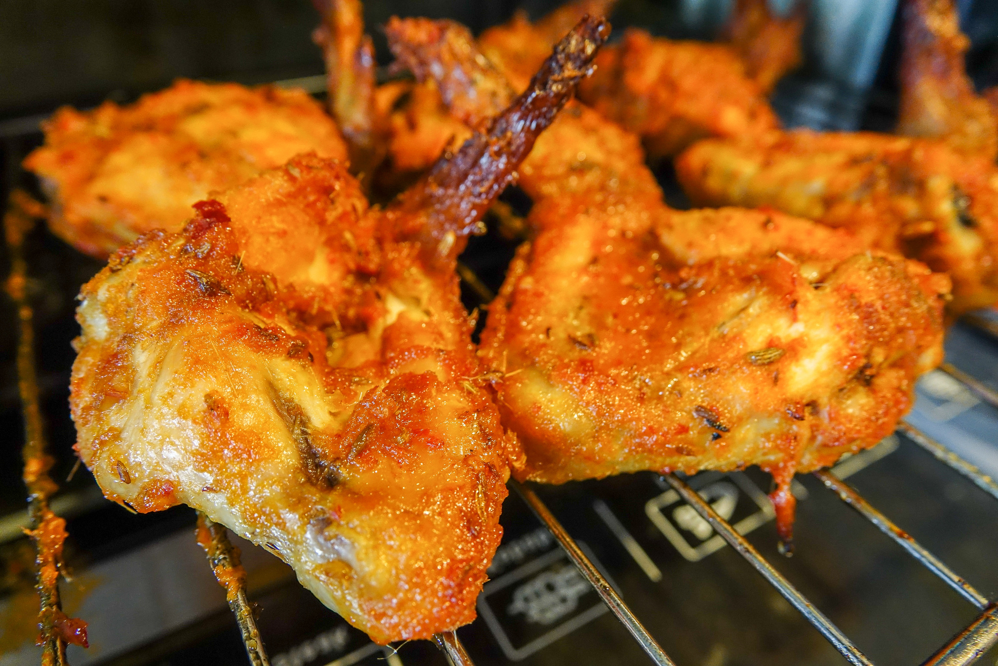 Roasted Chicken Wings on a oven grill.